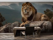 Dağ ve Aslan Temalı Duvar Kağıdı thumbnail 4