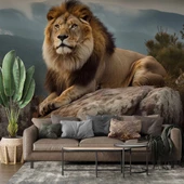 Dağ ve Aslan Temalı Duvar Kağıdı thumbnail 1