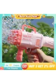 Pilli Roket Atar Köpük Tabancası 32 Delikli Bazooka Bubble Machine - 1