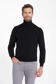 Erkek Slim Fit Siyah Boğazlı Erkek Triko-7042 - 1