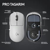 Logitech G PRO X Superlight 2 910-006639 Beyaz Lightspeed Hero Şarjlı Optik Kablosuz Oyuncu Mouse - Teşhir - 3