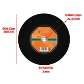 Sonnenflex Metal Kesici Taş Disk Taşlama Tezgah Kesme Spiral Demir Kesme Diski 300x3.5 mm - 3