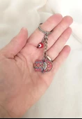 Anahtarlık Cam Nazar Boncuklu Fatıma Ana Eli Çanta Cüzdan Süsü Aksesuar - 2
