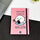 ÇİLEDEN ÇIKTIM TASARIMLI ÖZEL KUTULU SEKRETERLİK LASTİKLİ DEFTER VE KALEMLİK SET - 2