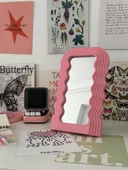 Pembe Zikzak Desen Makyaj Aynası - 1
