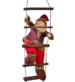 Yılbaşı Süsü Ahşap Merdivenli Noel Baba Figür Büyük Boy 40 cm - Merdiven ile 78 cm - 4