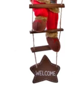 Yılbaşı Süsü Ahşap Merdivenli Noel Baba Figür Büyük Boy 40 cm - Merdiven ile 78 cm - 3
