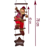 Yılbaşı Süsü Ahşap Merdivenli Noel Baba Figür Büyük Boy 40 cm - Merdiven ile 78 cm - 6