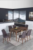 Lion 170X80 Barok Ceviz Açılır Yemek Ve Mutfak Masa Takımı 6 Sandalyeli - 2