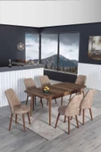 Lion 6 Kişilik Açılır Masa Sandalye Takımı Mutfak Masası Takımı Salon Masası Yemek Masası Masa Takımı - 1