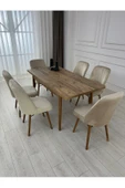 Kristal Evim Açılabilir Yemek Masası Takımı Mdf Masa Takımı Ahşap Desenli Yemek Masası - 1
