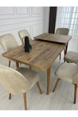 Kristal Evim Açılabilir Yemek Masası Takımı Mdf Masa Takımı Ahşap Desenli Yemek Masası - 2