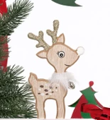 Yılbaşı Süsü Dekoratif Çıngıraklı Ahşap Geyik Biblo Figür - 15 cm - 5
