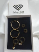 Paslanmaz Çelik Gold Küpe Seti - 3