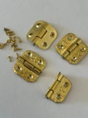 Stoplu Menteşe 4 Adet Sarı 30x33 mm Kutu ve Sandık Menteşesi Hobi Maket - 5