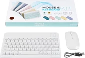 Lenovo Tablet M9 ZAC40070TR 9" Uyumlu Kablosuz Bluetooth Şarj Edilebilir Klavye Mouse Seti - Beyaz - 8