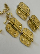 Stoplu Menteşe 4 Adet Sarı 30x33 mm Kutu ve Sandık Menteşesi Hobi Maket - 4