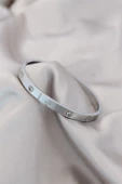 Çelik Gümüş Renk Zirkon Taşlı  Bileklik - TJ-BB4120 - 1