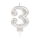 3 Rakam Mum Gümüş Renk - 1