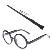 Harry Potter Asası 30 cm ve Siyah Çerçeveli Harry Potter Gözlüğü Seti - 1
