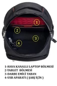 Gri Sportif Darbe Emici Su Geçirmez 13,3-14 inç Laptop Sırt Çantası - 8