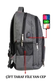 Gri Sportif Darbe Emici Su Geçirmez 13,3-14 inç Laptop Sırt Çantası - 5