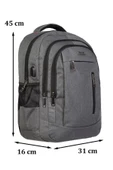 Gri Sportif Darbe Emici Su Geçirmez 14-16 inç Laptop Sırt Çantası - 5