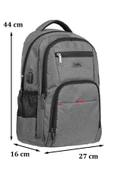 Gri Sportif Darbe Emici Su Geçirmez 13,3-14 inç Laptop Sırt Çantası - 6
