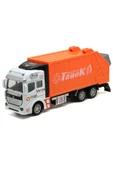 Çöp Kamyonu Oyuncak Metal Çöp Kamyonu Çek Bırak Özellikli TURUNCU 22 cm - 3