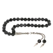 ​Doğaltaş Metal Püsküllü Obsidyen Taşı Tesbih - 1
