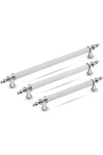 WUVERA Gündüz Kulp Mobilya Mutfak Dolabı Çekmece Dolap Kulpları Kapak Kulpu Kulbu Beyaz Krom 128 mm - 5
