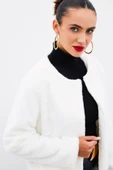 Yakasız Peluş Ceket - EKRU - 2