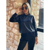 Lucky Life Kadın Uzun Kollu Kapüşonlu Oversize Sweat Ve Pantolon Ikili Takım - 3