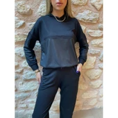 Lucky Life Kadın Uzun Kollu Kapüşonlu Oversize Sweat Ve Pantolon Ikili Takım - 7