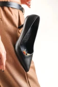 Kadın İnce Topuklu Siyah Stiletto Ayakkabı - 8