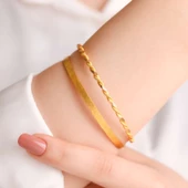 20 gr(2*10)(gram) 22 Ayar İşçiliksiz İkili Bilezik thumbnail 2