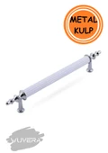 WUVERA Gündüz Kulp Mobilya Mutfak Dolabı Çekmece Dolap Kulpları Kapak Kulpu Kulbu Beyaz Krom 96 mm - 1
