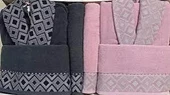 Özdilek SNAZZY Aile Bornoz Seti ANTRASİT-PEMBE - 1