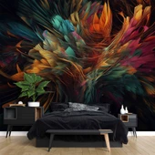 3 Boyutlu Renkli Tüy Temalı Duvar Kağıdı Baskı thumbnail 2