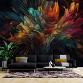 3 Boyutlu Renkli Tüy Temalı Duvar Kağıdı Baskı thumbnail 1