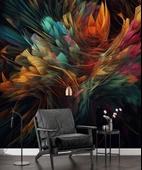 3 Boyutlu Renkli Tüy Temalı Duvar Kağıdı Baskı thumbnail 6