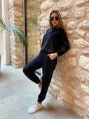 Kadın Uzun Kollu Kapüşonlu Oversize Sweat Ve Pantolon Ikili Takım - 8