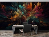 3 Boyutlu Renkli Tüy Temalı Duvar Kağıdı Baskı thumbnail 4
