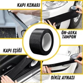 Üniversal Araç İçi 5D Siyah Karbon Kapı Eşik Bandı Arka Tampon Eşiği Koruma Folyosu Orijinal Hava Kanallı Yapışkanlı İthal Çok Amaçlı Tampon Koruma 5 Metre - 3