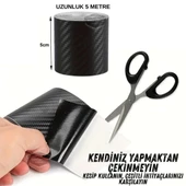 Üniversal Araç İçi 5D Siyah Karbon Kapı Eşik Bandı Arka Tampon Eşiği Koruma Folyosu Orijinal Hava Kanallı Yapışkanlı İthal Çok Amaçlı Tampon Koruma 5 Metre - 5