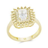 Altın Baget Taşlı Tektaş Yüzük T065280 - 1