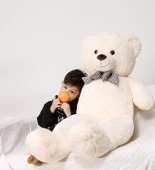 120 cm Papyonlu Sevimli Peluş Şaşkın Ayı - Sevgiliye Özel Hediye thumbnail 2