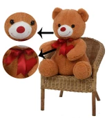 Sevgiliye Özel HEDİYE - 80 cm Kalp Tutan, Oturan Sevimli Peluş Ayı - 12