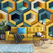 3 Boyutlu Mozaik Temalı Duvar Kağıdı Baskı thumbnail 1