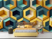 3 Boyutlu Mozaik Temalı Duvar Kağıdı Baskı thumbnail 2